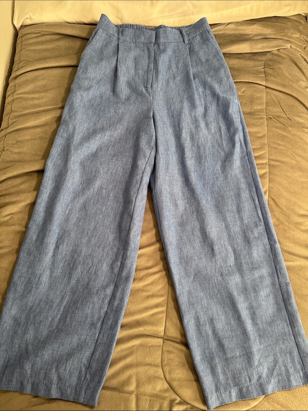 House of Harlow 1960 Light Blue Wide-Leg linen blend Chambray Pants Sz M